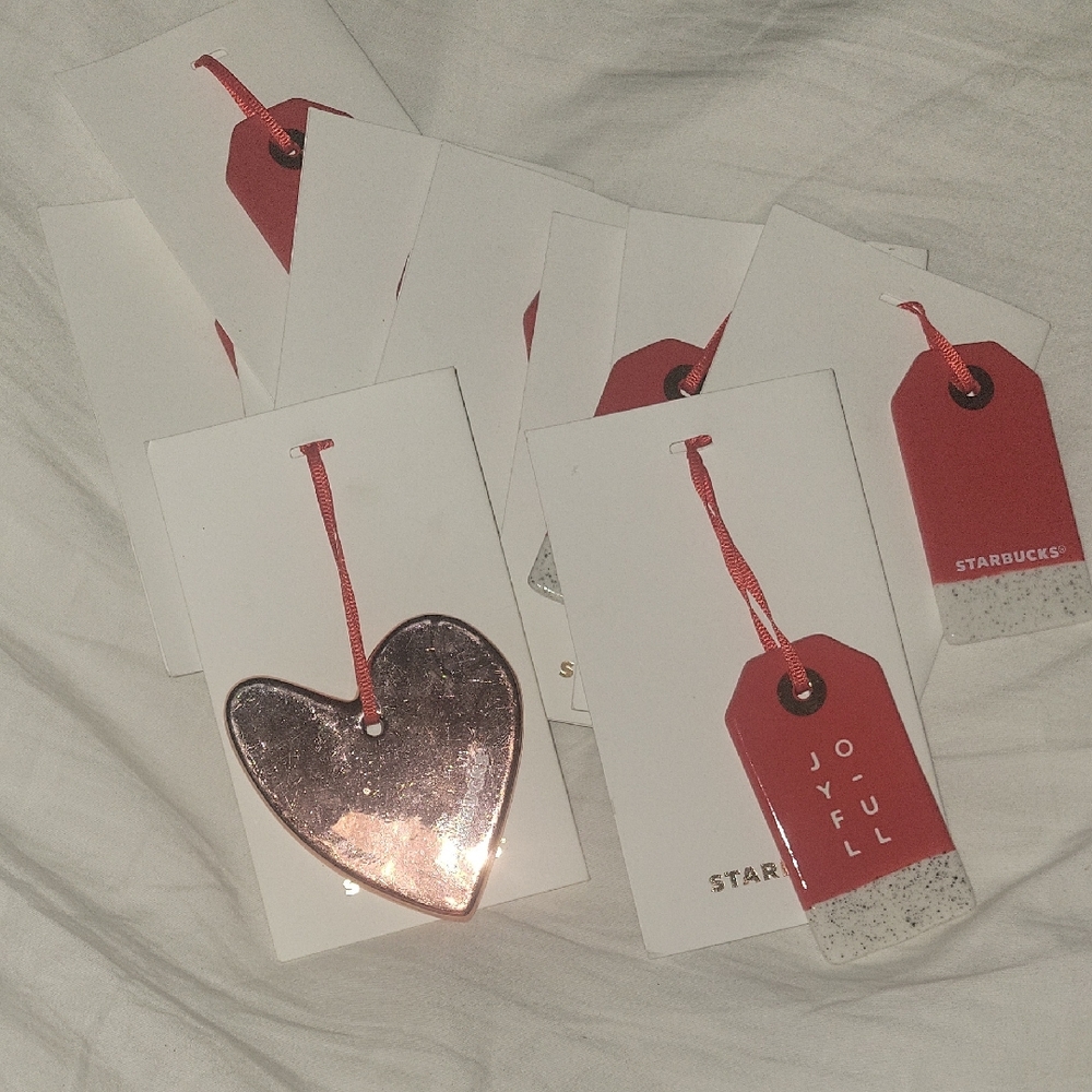 Starbucks Silver Heart Ornament with Red Tag